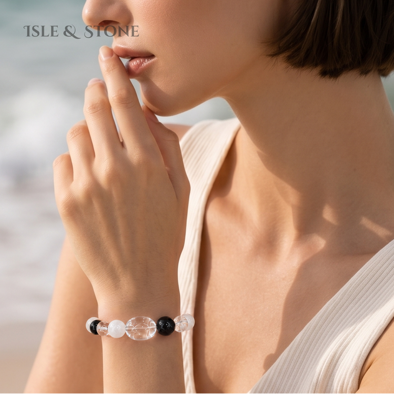 White-Obsidian Boundary Bracelet
